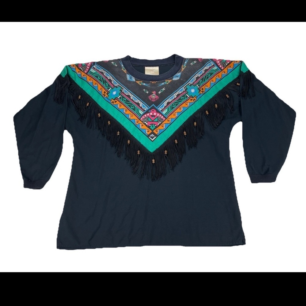 Vintage Hazelwoods Cowgirl Western Fringe Shirt Womens Sz. Medium Made In USA